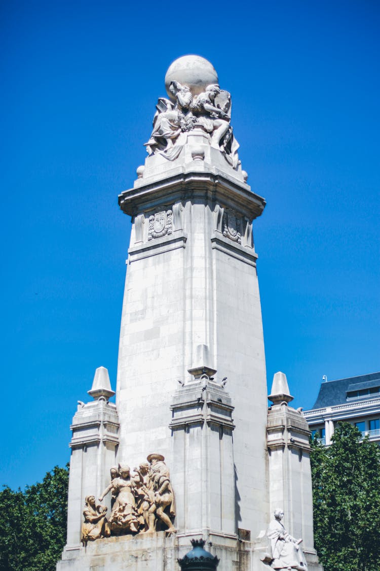 Monument To Miguel De Cervantes In Madrid