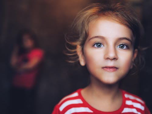 Child's Face in Close Up Photography