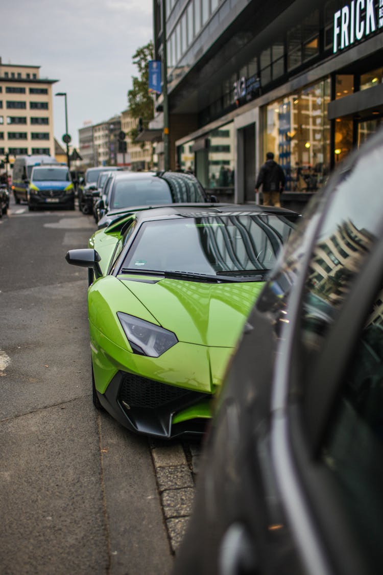 Green Lamborghini Aventador