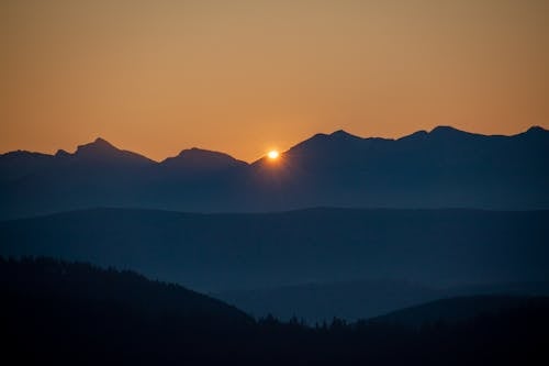 Silhouette of a Mountain Range during Golden Hour