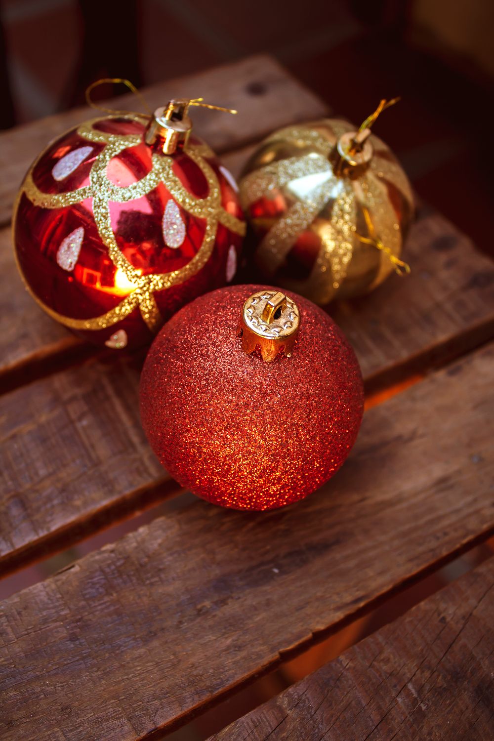 Red and gold Christmas ornaments