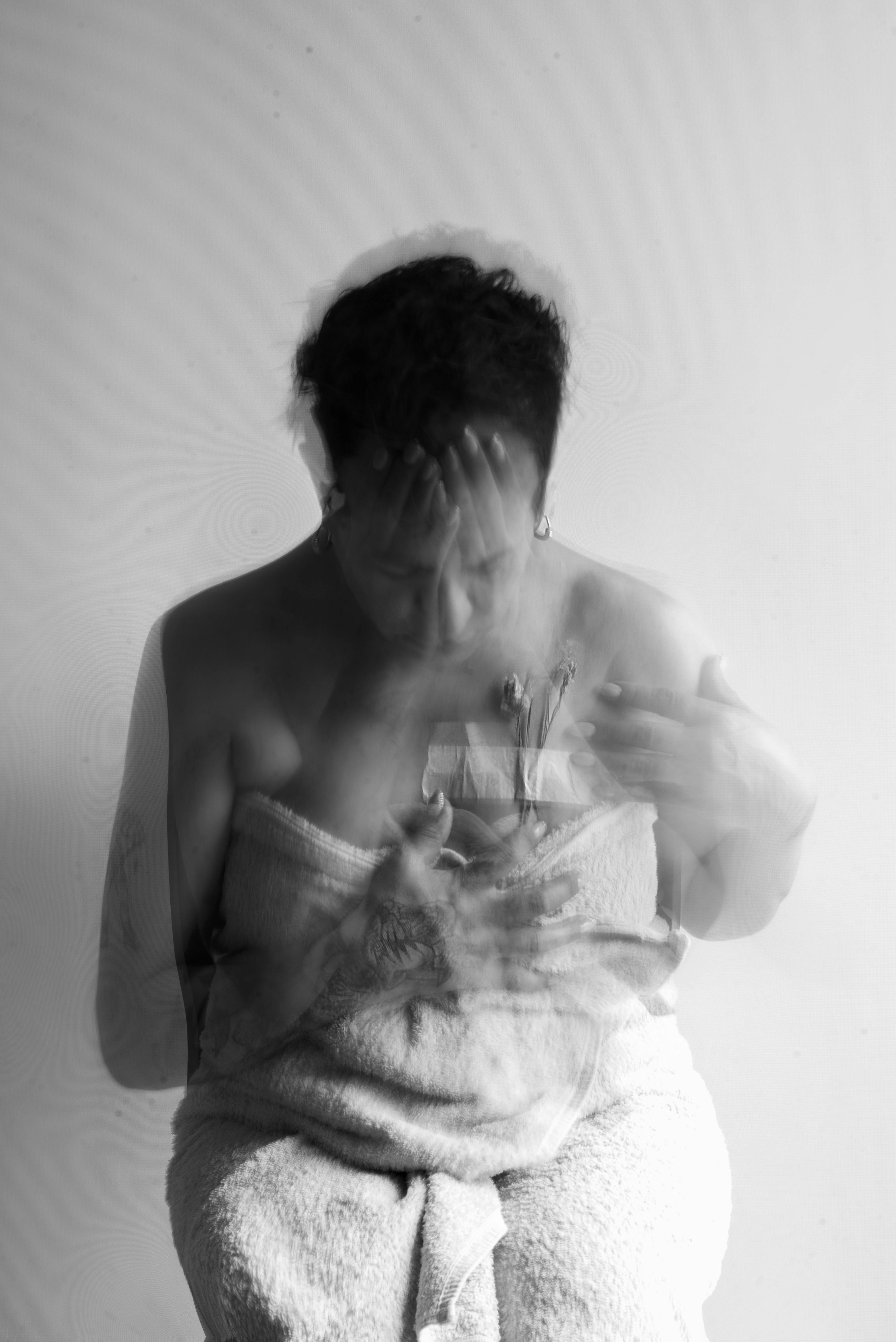 blurred picture of woman in towel