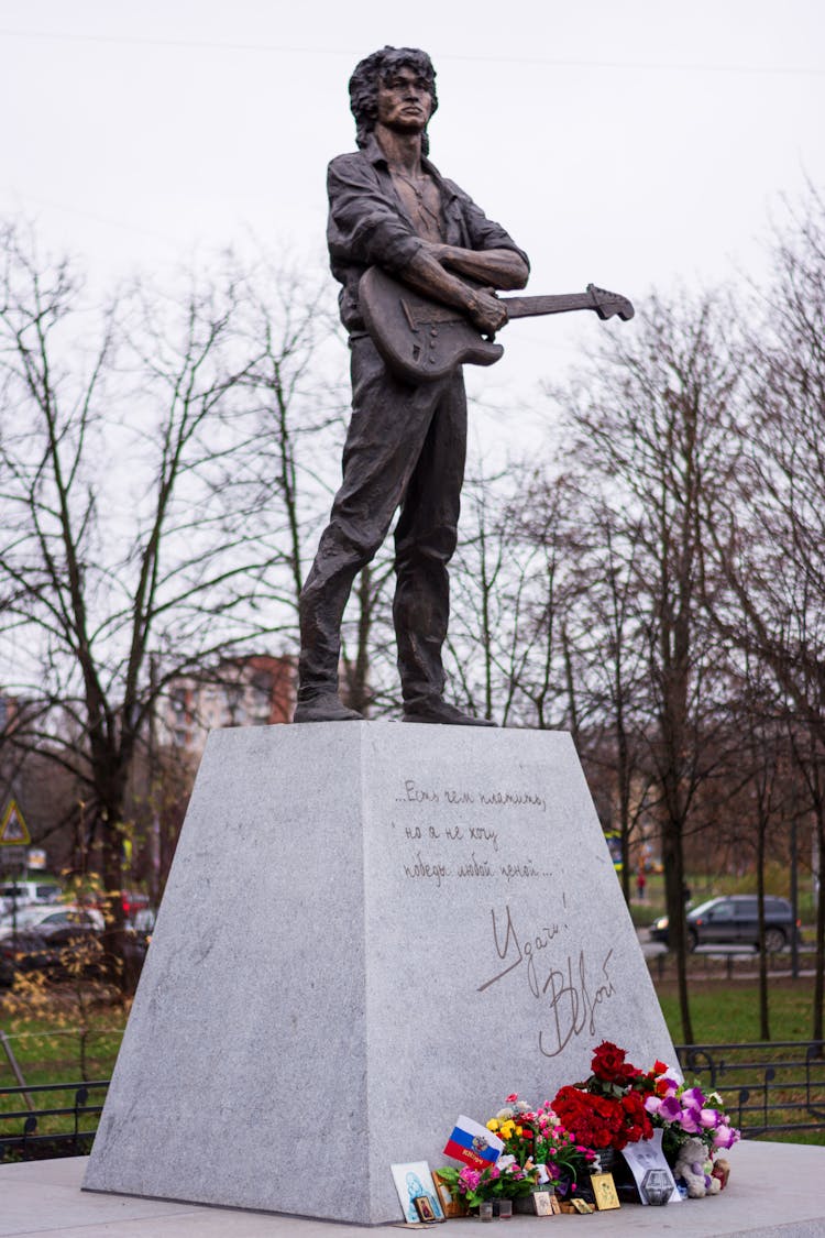 Statue Of Viktor Tsoi In St Petersburg, Russia