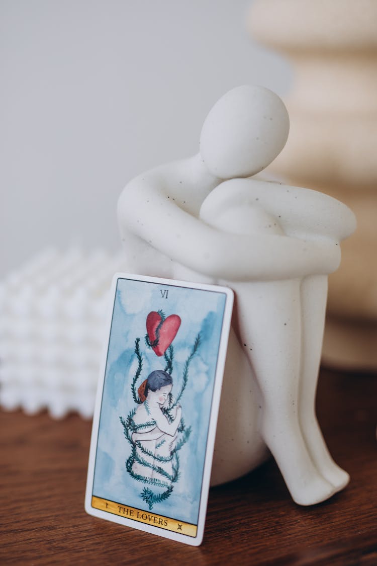 Card Of Sitting Person With Heart And Figurine