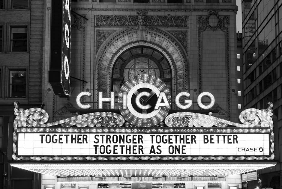 of the iconic Aragon Ballroom marquee lit up at night - uptown chicago rentals of the iconic Aragon Ballroom marquee lit up at night - uptown chicago rentals