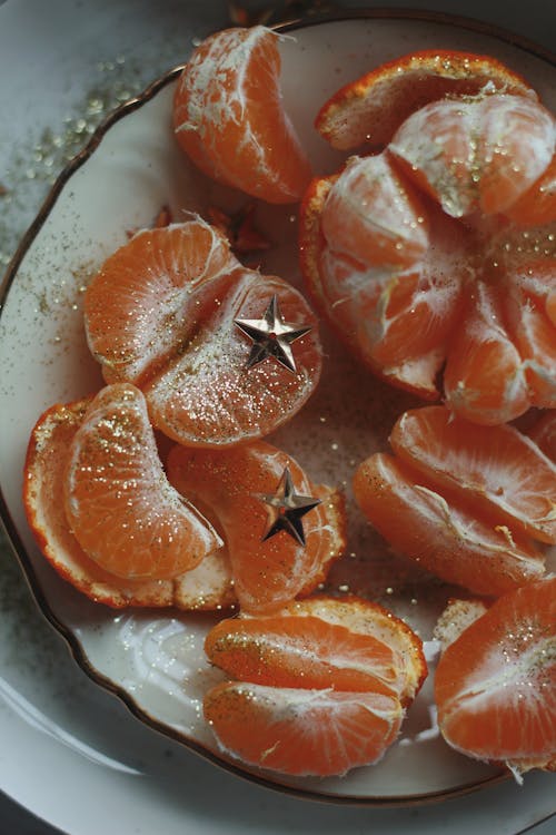 Orange Fruits on White Ceramic Plate