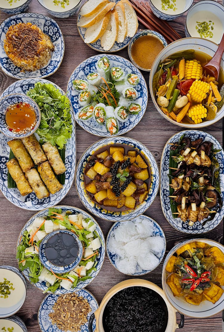 Healthy Dishes Served On A Ceramic Plates