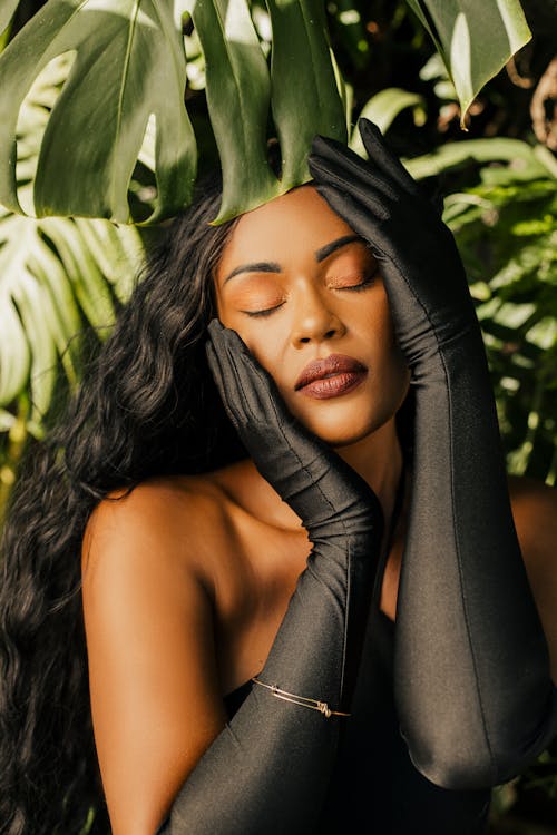 Sensual Photo of Woman Wearing Elegant Gloves