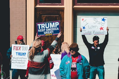 People Protesting Outside Building