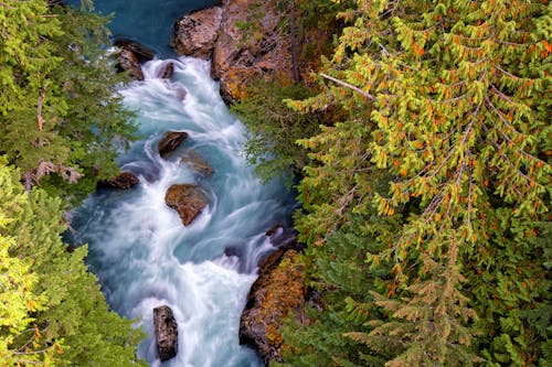 An Aerial Shot of a Cascading River