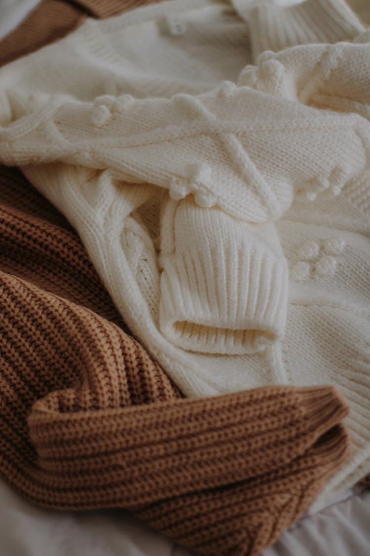 A Close-Up Shot Of A Knitted Clothing