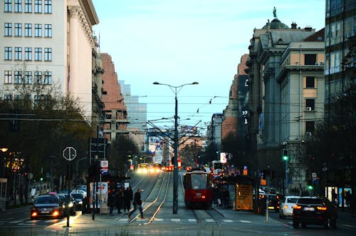 Busy City Street in the Morning 