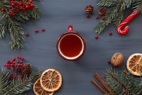 Tea among Christmas Decoration