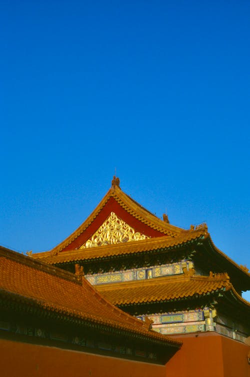 Roofs of the Forbidden City Against the Clear Blue Sky
