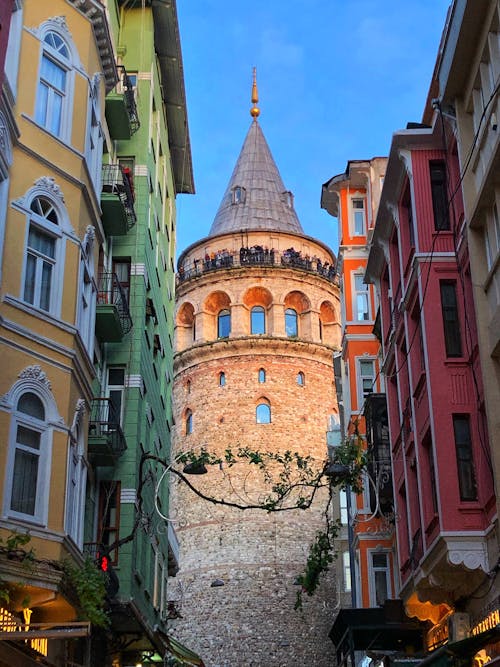 イスタンブール, ガラタ塔, カラフルな建物の無料の写真素材