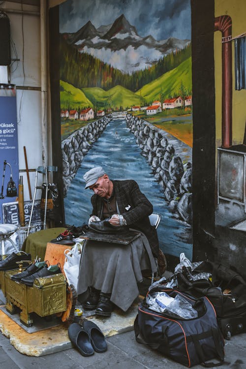 Photo of a Working Street Cobbler