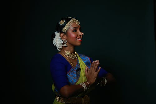 Close-Up Shot of a Woman in Traditional Clothing