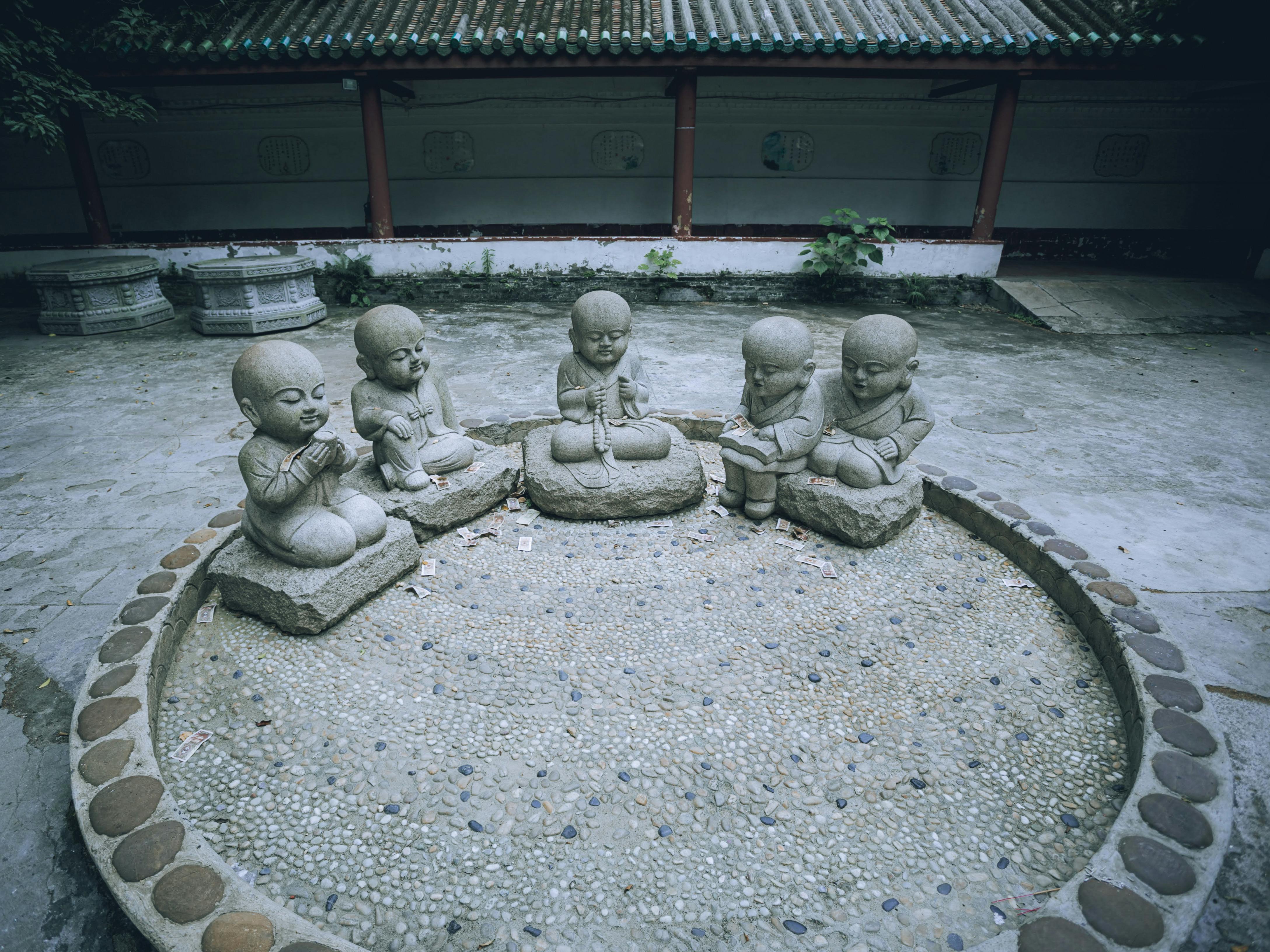 Little Buddha Statue On Field Promoting Stock Photo 2249457317