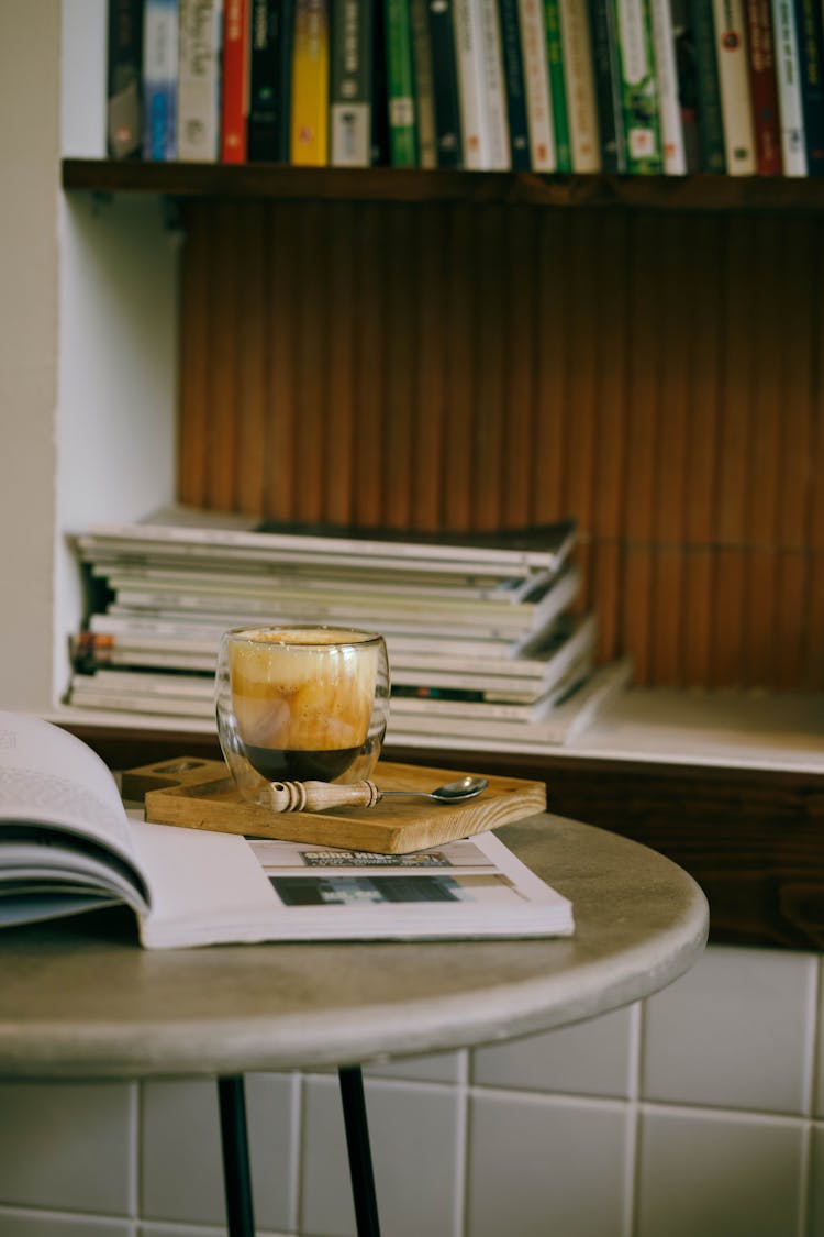 Coffee And Magazine On Table