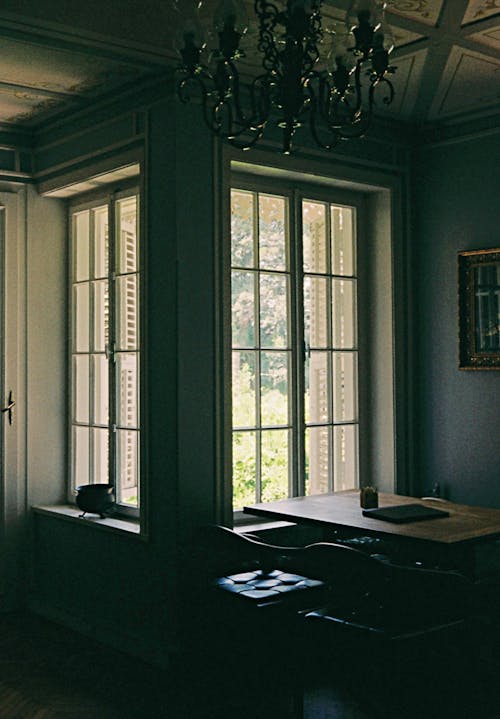 A House with Metal Frame Glass Windows 