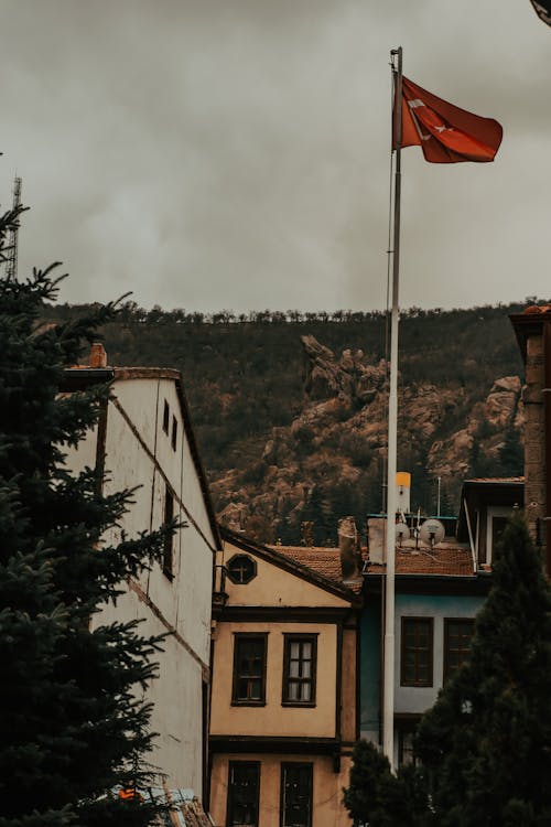 Low Angle Shot of Turkish Flag on a Pole