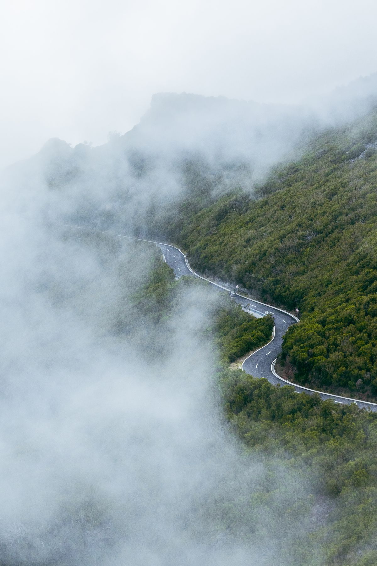 Winding mountain road in Madeira Portugal
