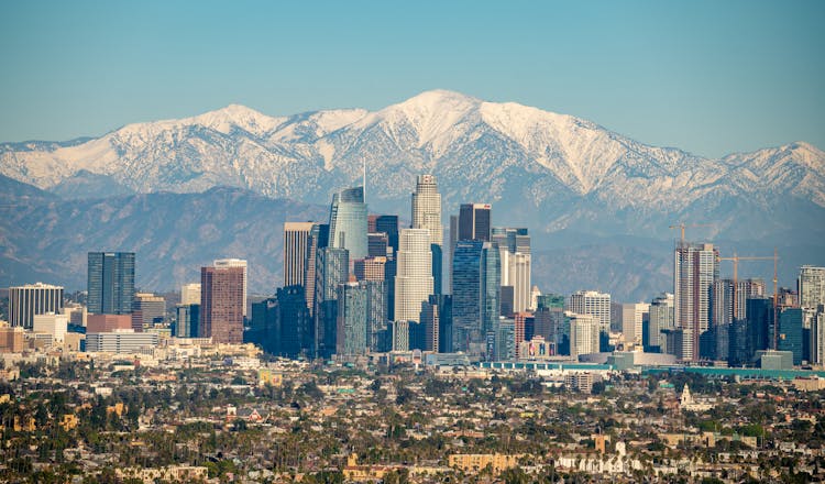 Aerial Photography Of The Downtown LA Skyline