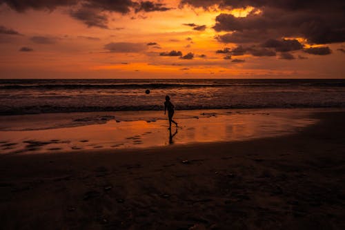 A Person on a Beach at Sunset 