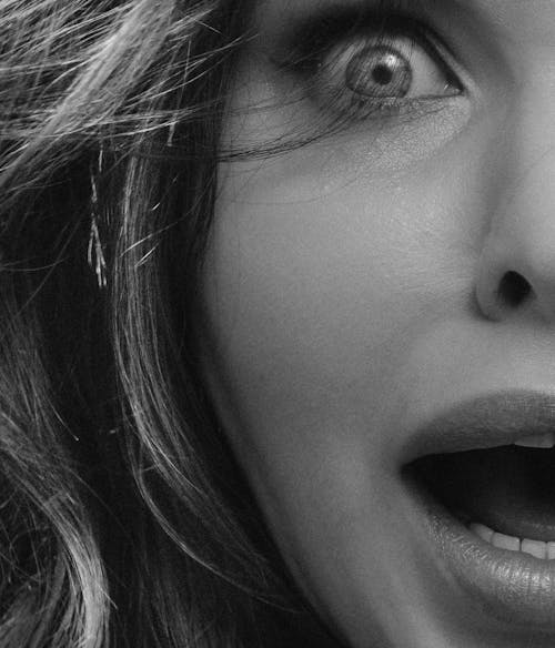 Close-Up Shot of a Shocked Woman 