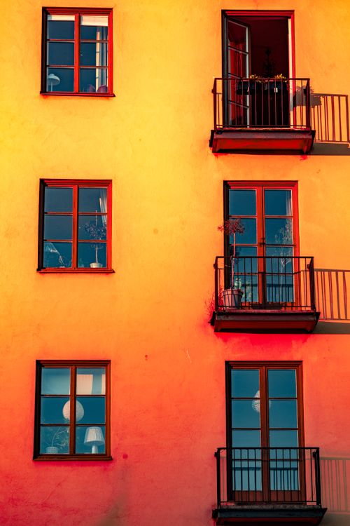 Real Building Color Exterior of a Colorful Residential Building with a Gradient · Free ...