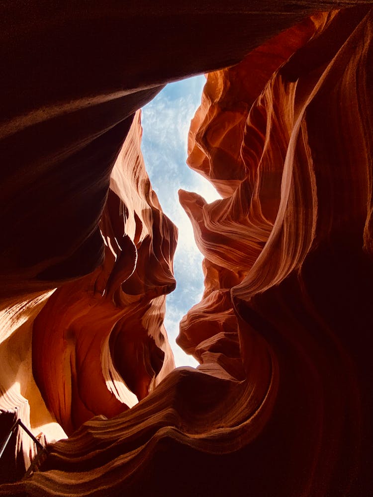 Low Angle View From The Inside Of A Cave In Antelope Canyon, Navajo, United States 