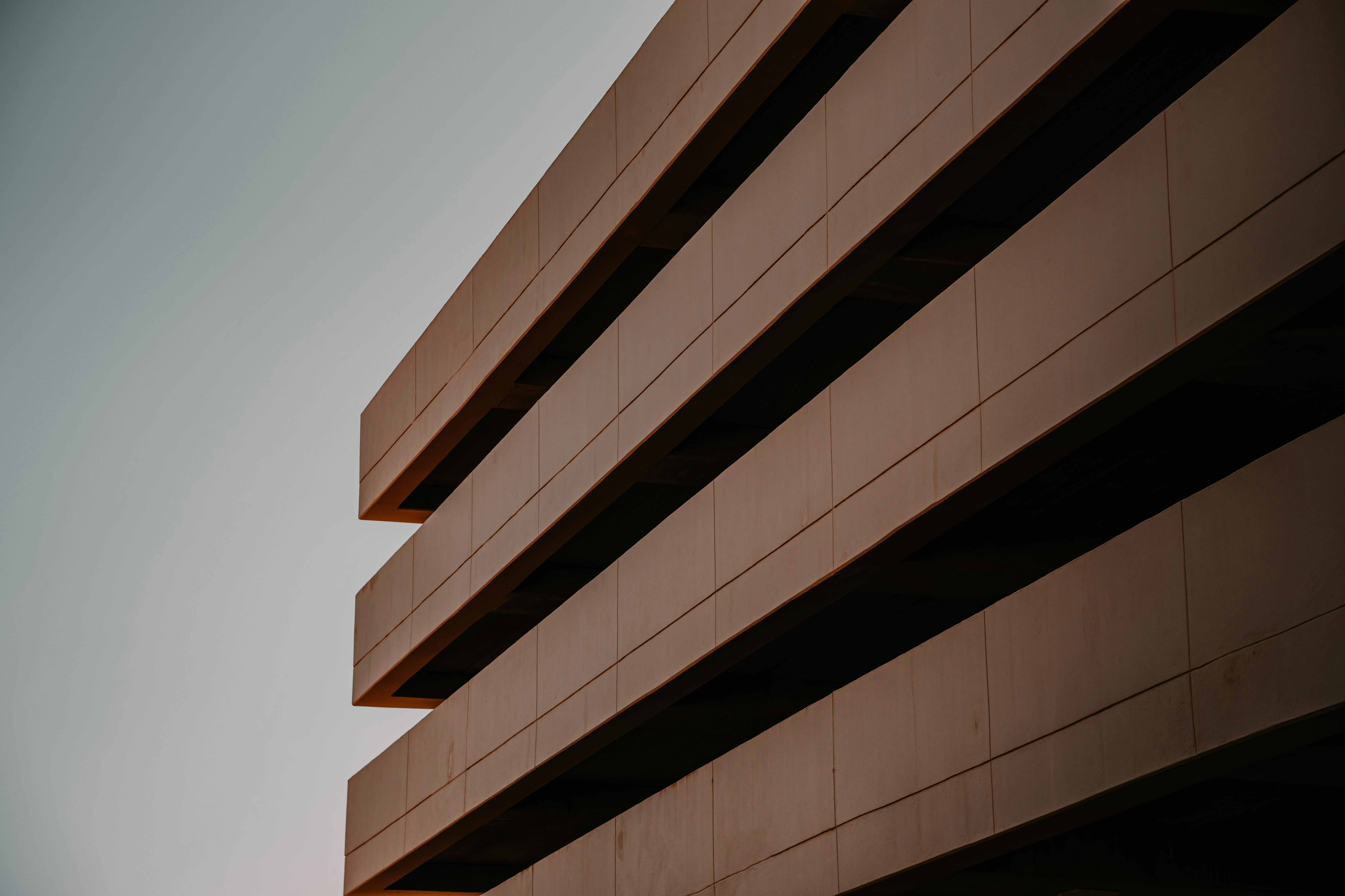 a building with a red and white stripe