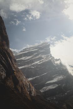 Breathtaking view of the rugged Annapurna mountain range under a clear blue sky in Nepal.
