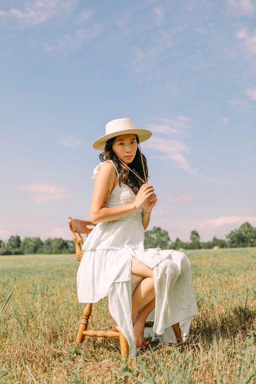 Woman in White Dress and Hat in Summer · Free Stock Photo
