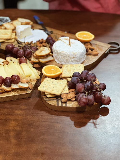 Close up of Grapes, Biscuits and Orange Slices