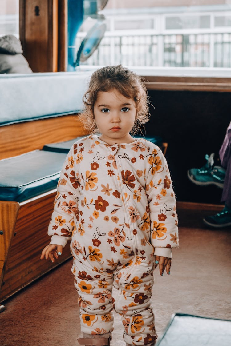 Cute Girl In Floral Clothes