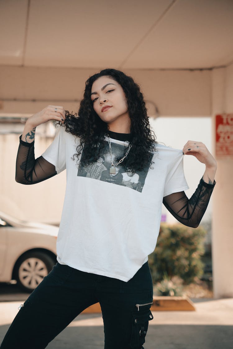 Brunette Posing In Tshirt