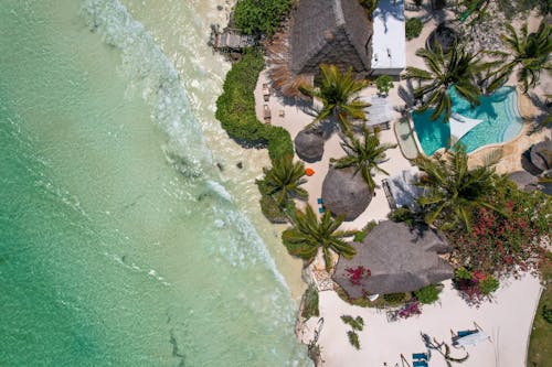 Top View of a Tropical Resort on Zanzibar, Tanzania 