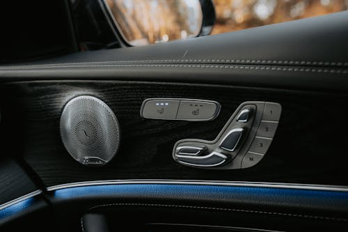 Buttons and Loudspeaker on Car Door