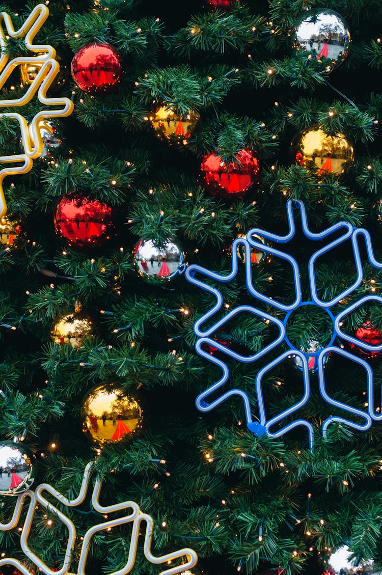 Close-up Of Baubles On A Christmas Tree