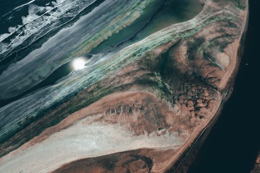 Aerial View of a Spit on the Sea 
