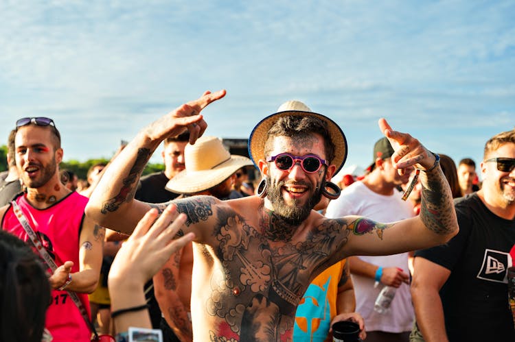 Smiling People Posing On Festival