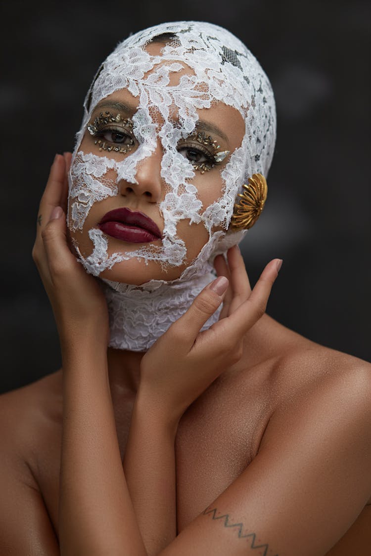 Woman Posing With Fabric Balaclava