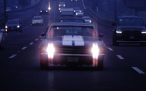 A Muscle Car on the Highway 