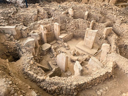 Remains of a Neolithic Settlement in Archaeological Site Gobekli Tepe in Turkey