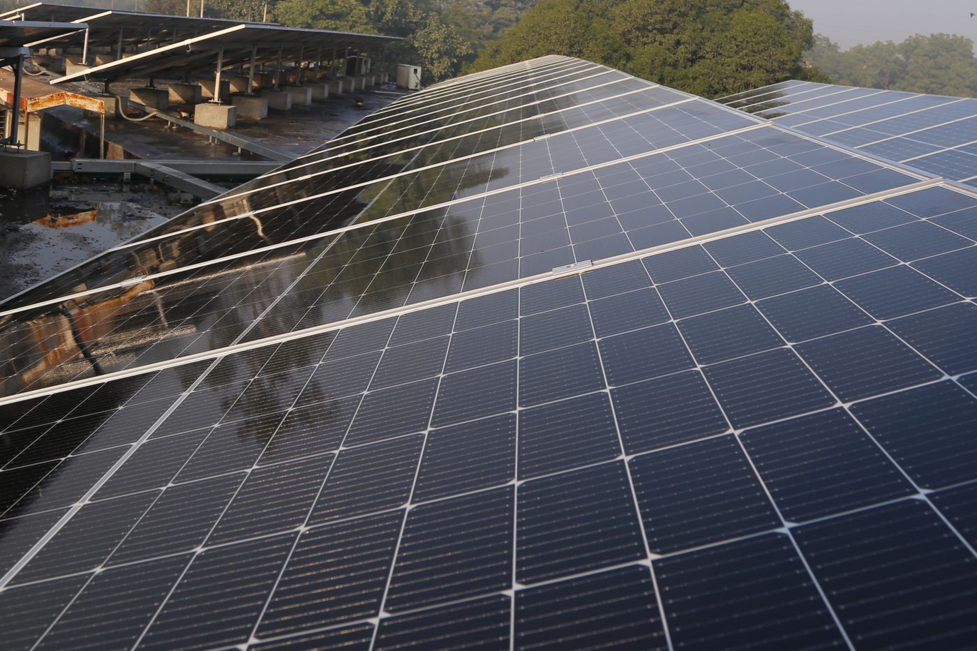 Rooftop solar panel installation