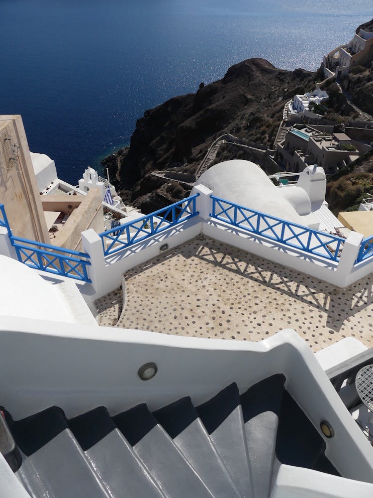 Scenic View Of The Sea And Coastline At Santorini In Greece