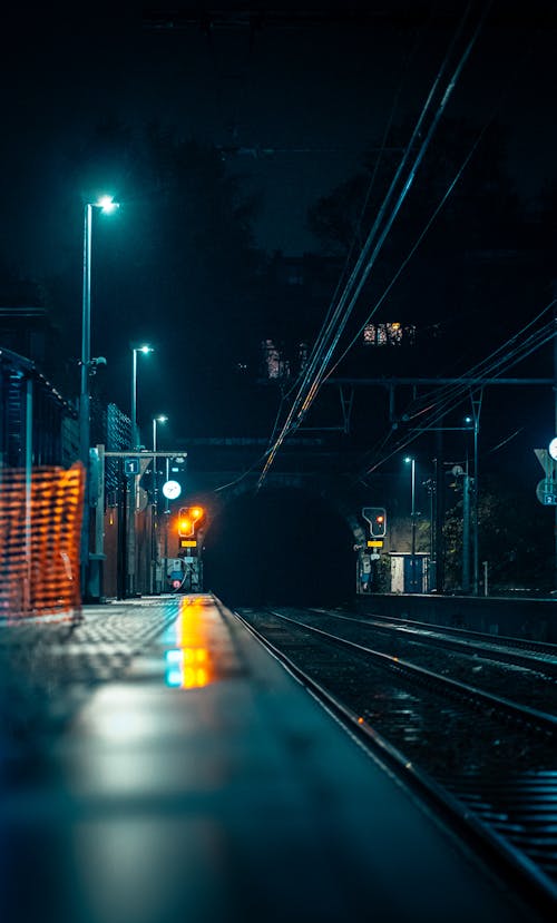 Train Station Platform at Night 