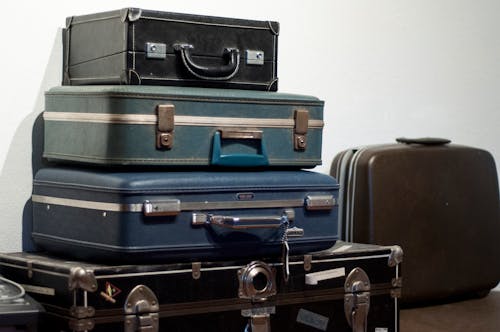 Free stock photo of blue, brown, suitcase