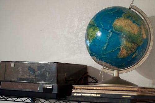 Free stock photo of globe, record, record player